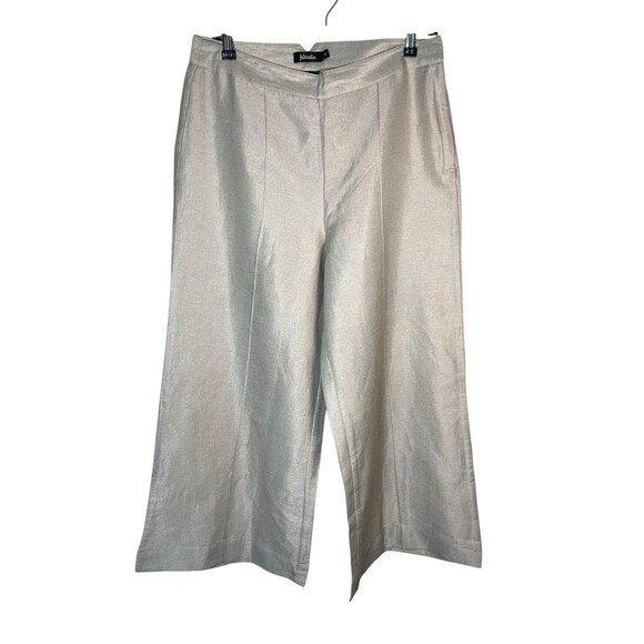 Fabindia Silk Blend Cropped Wide Leg Dress Lined Pants Size Medium Metallic Gold - Picture 2 of 11
